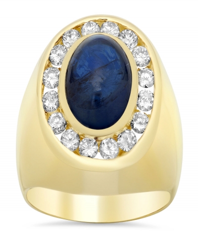 Diamond and 7 3/5ct TGW Sapphire Ring