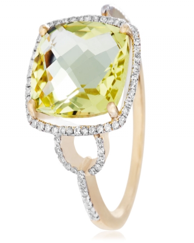 Grace Lemon Quartz &amp; Diamond 18k Gold Ring