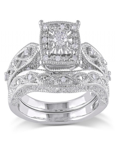 TDW Diamond Filigree Bridal Ring Set